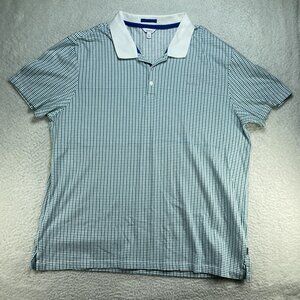 Calvin Klein Shirt Mens XXL Blue White Geometric Print Short Sleeve Polo Shirt